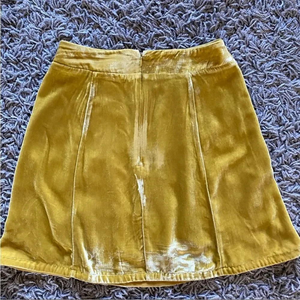 For Love & Lemons Beatrix Chartreuse Velvet Skirt small - Picture 10 of 10